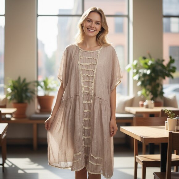 Magnolia Pearl Beige Shift Dress - Picture 1 of 5